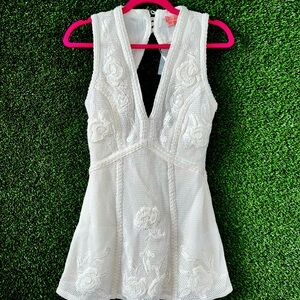 Anthropologie Not So Serious Deep-V Beaded Mini Dress XSP NWT Small